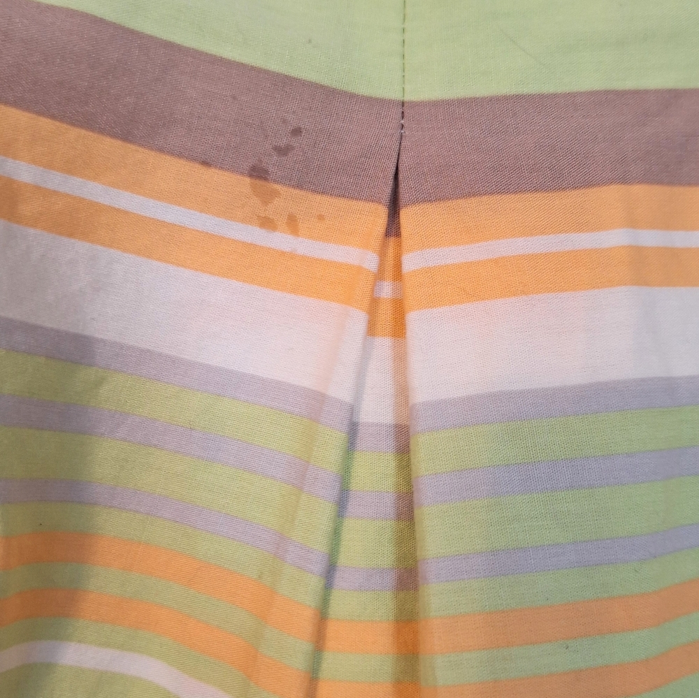 Talbots Vintage Cotton Multicolor Striped A-Line Pleated Skirt Sz 4 *D7 - Picture 3 of 4